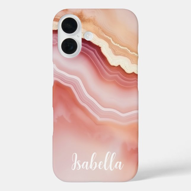 Personalized Stylish Pink Gold Agate Marble Case-Mate iPhone Case (Back)