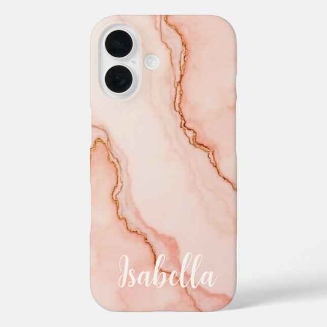 Personalized Stylish Pink Marble Modern Case-Mate iPhone Case (Back)