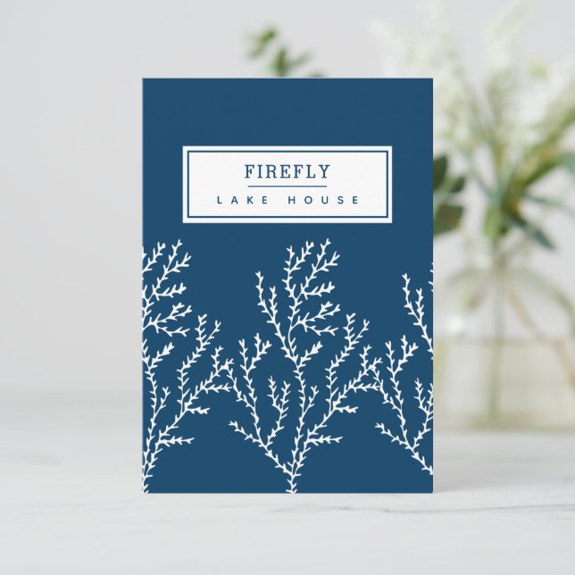 Personalized, Stylish Seaweed Pattern Teal Blue  Thank You Card (Standing Front)