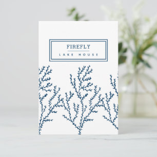 Personalized, Stylish Seaweed Pattern Teal Blue Thank You Card