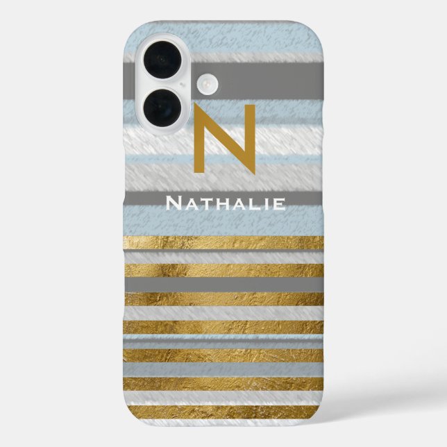 personalized stylish stripes & monogram Case-Mate iPhone case (Back)