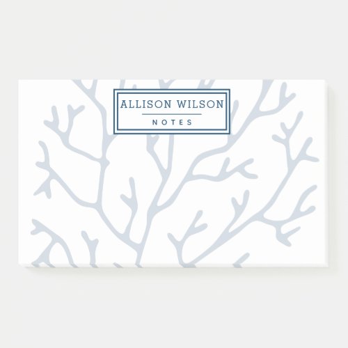 Personalized Stylish Teal Blue Coral Pattern Post_it Notes