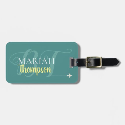 personalized  stylish teal color luggage tag