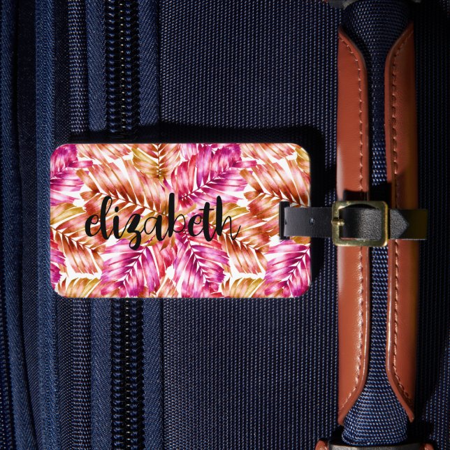 Personalized Stylish Tropical Palm Luggage Tag (Front Insitu 4)