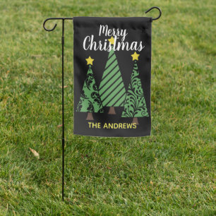 Personalized Stylized Christmas Trees Garden Flag