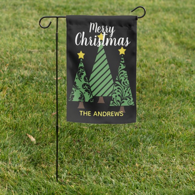Personalized Stylized Christmas Trees Garden Flag (In SItu)