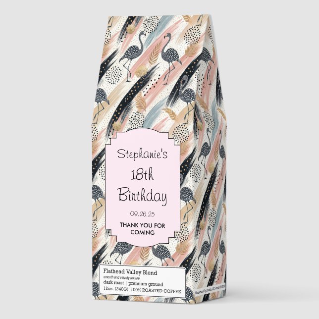 Personalized Stylized Flamingo & Brushstroke Roasted Coffee (Front)