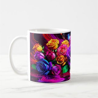Personalized, Stylized, Wet Paint Rose Bouquet Coffee Mug