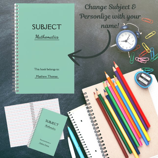 Personalized Subject Spiral Notebook (School is upon us! Get ahead and start your school supplies purchase now so you're ready for day 1!!)