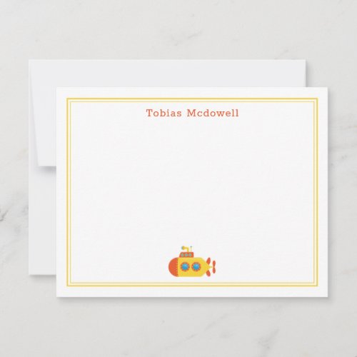 Personalized Submarine Note Card for Kids