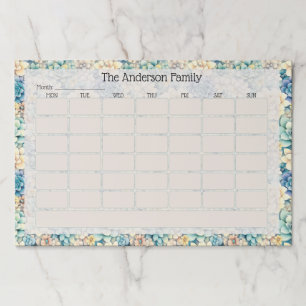 Personalized Succulent Floral Family Planner Pad