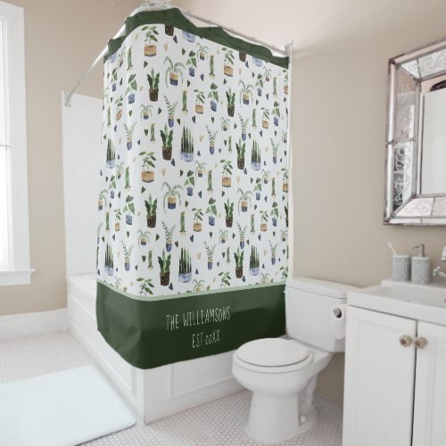 Personalized Succulents  Potted Plant Pattern  Shower Curtain