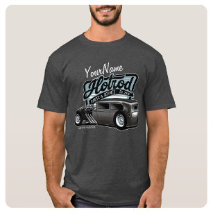 Personalized Suede Hot Rod Sedan Speed Shop Garage T-Shirt