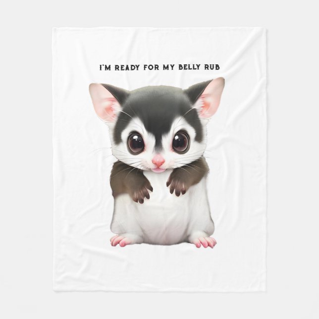 Personalized Sugar Glider Belly Rub cute quote  Fleece Blanket (Front)