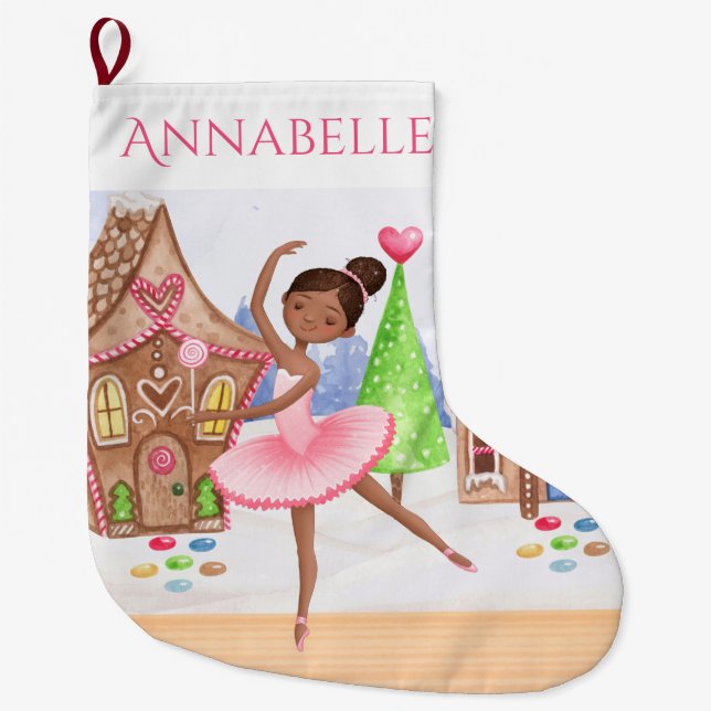 Personalized Sugar Plum Fairy Ballet Nutcracker Large Christmas Stocking (Front)