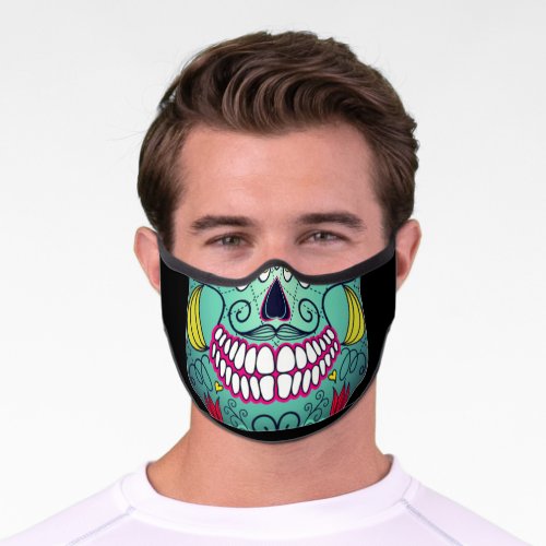 Personalized Sugar Skull Aesthetic Black Premium Face Mask