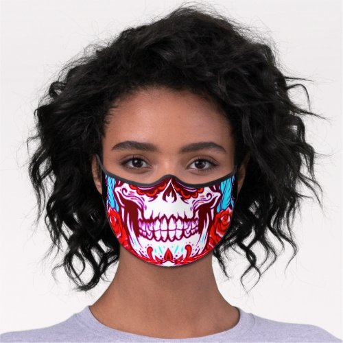 Personalized Sugar Skull and Roses Modern Premium Face Mask