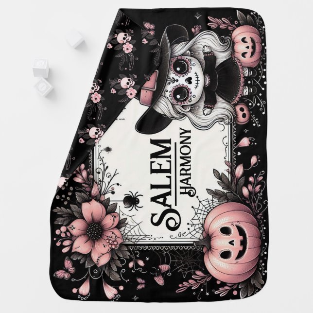 Personalized Sugar Skull Baby Blanket (In Situ)