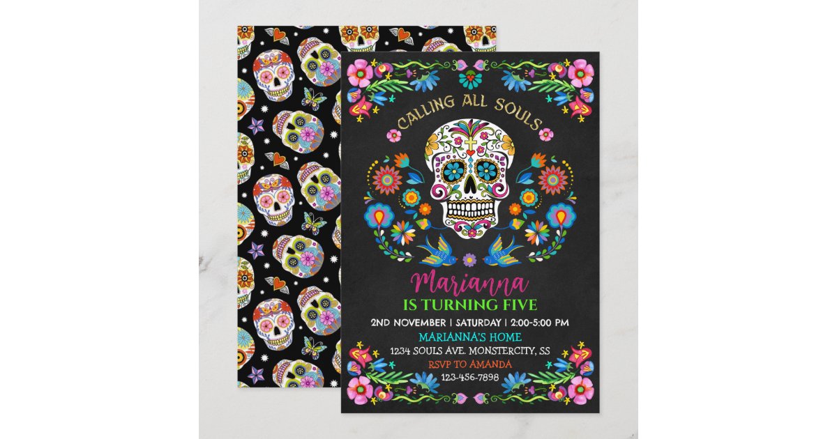 Personalized Sugar Skull Birthday Party Invitation | Zazzle