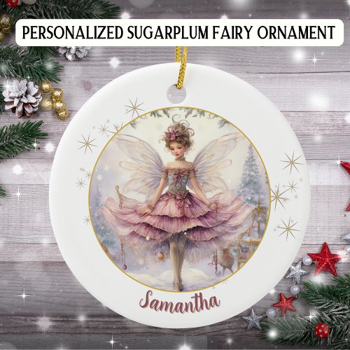 Personalized Sugarplum Fairy Christmas Ceramic Ornament