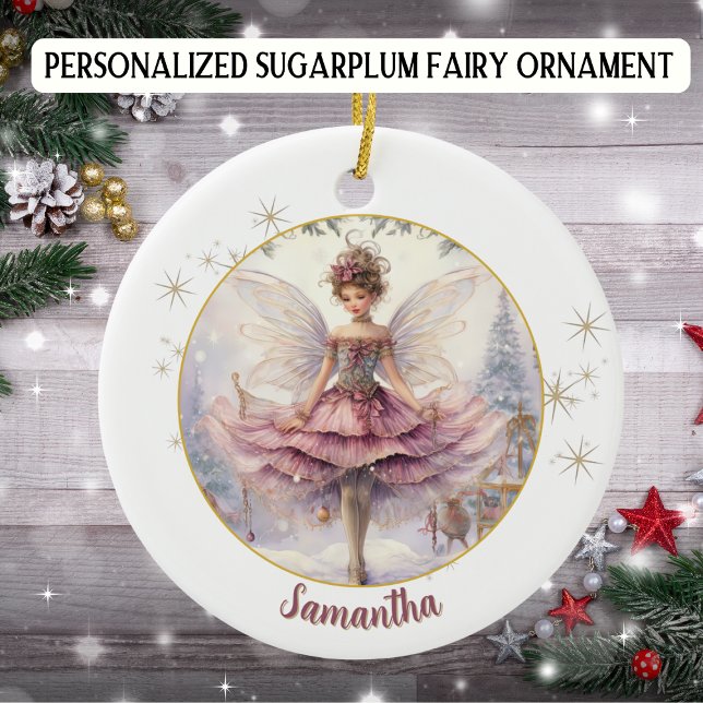 Personalized Sugarplum Fairy Christmas Ceramic Ornament (Creator Uploaded)