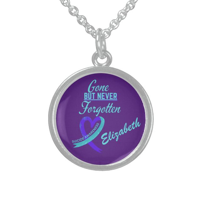 Personalized Suicide Awareness Gone But Not Sterling Silver Necklace (Front)