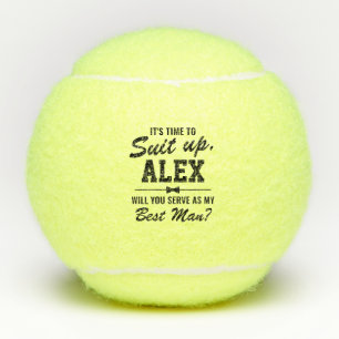 Personalized "Suit Up" Best Man Proposal Tennis Balls