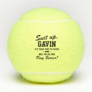 Personalized "Suit Up" Ring Bearer Proposal Tennis Balls