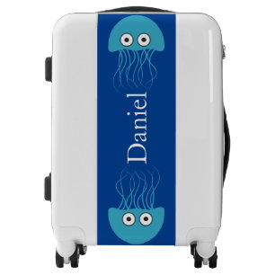 Personalized suitcase blue luggage