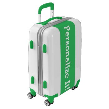 Personalized Suitcase Green White by trendyteeshirts at Zazzle