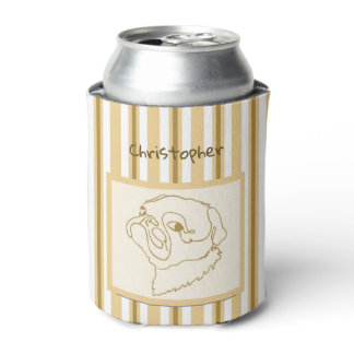 Personalized Summer Bath Pug Line Art Can Cooler