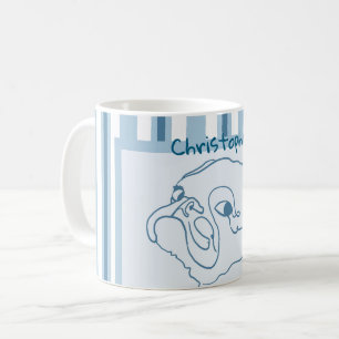 Personalized Summer Bath Pug Line Art Coffee Mug