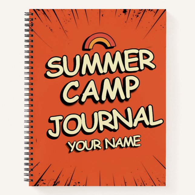 Personalized Summer Camp Camper's gift in orange  Notebook (Front)