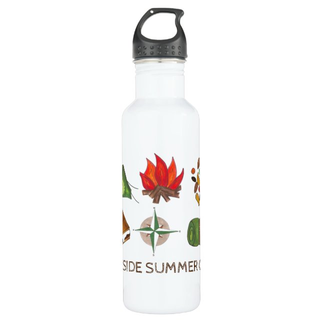 Personalized Summer Camp Camping Water Bottle (Front)