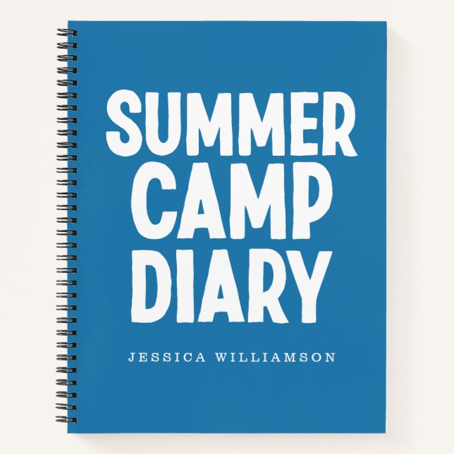 Personalized Summer Camp Diary in Blue Notebook (Front)