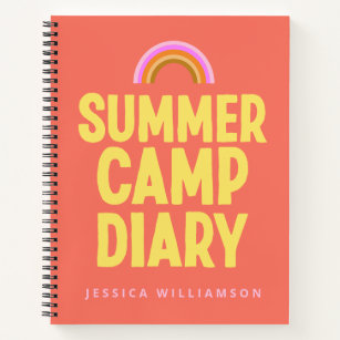 Personalized Summer Camp Diary in Orange  Notebook