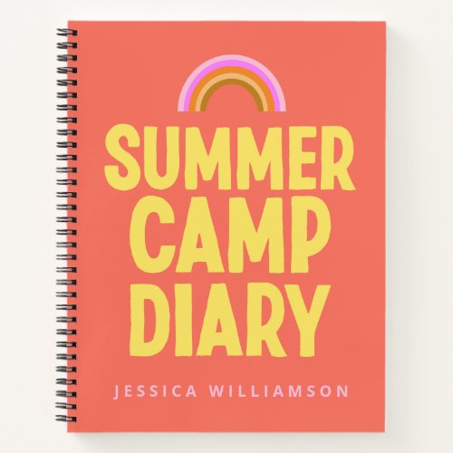 Personalized Summer Camp Diary in Orange  Notebook