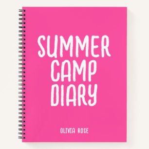 Personalized Summer Camp Diary in Pink  Notebook