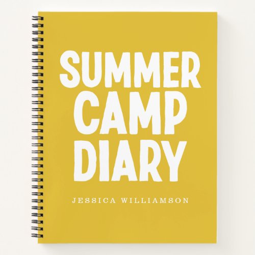Personalized Summer Camp Diary in Yellow Notebook