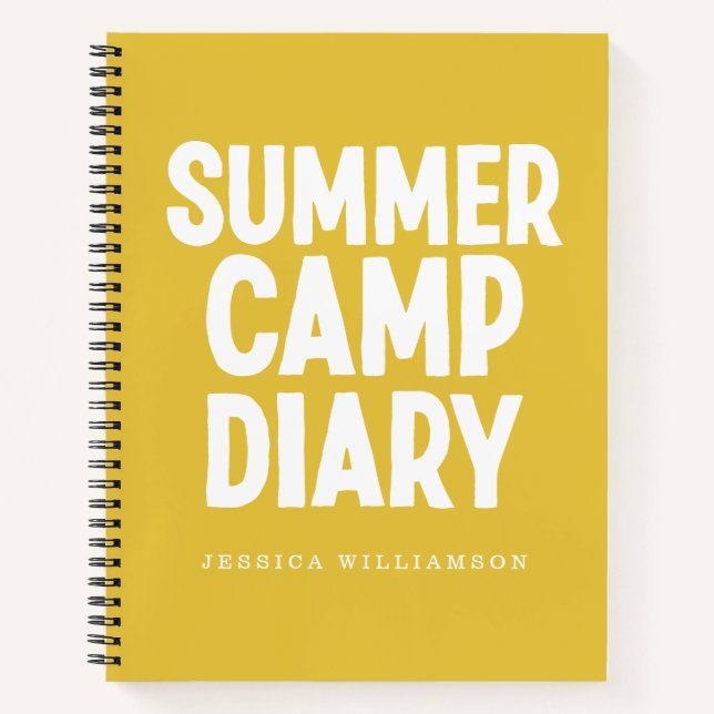 Personalized Summer Camp Diary in Yellow Notebook (Front)