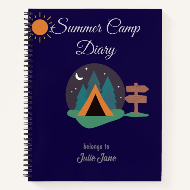 Personalized Summer Camp Diary Notebook (Front)