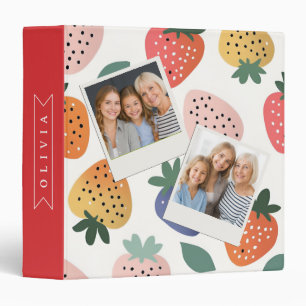 Personalized Summer Colorful Strawberry Pattern 3 Ring Binder