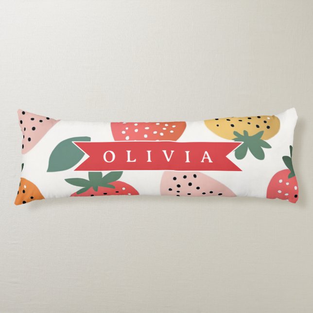 Personalized Summer Colorful Strawberry Pattern Body Pillow (Front)