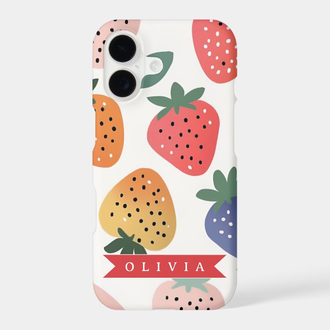 Personalized Summer Colorful Strawberry Pattern Case-Mate iPhone Case (Back)
