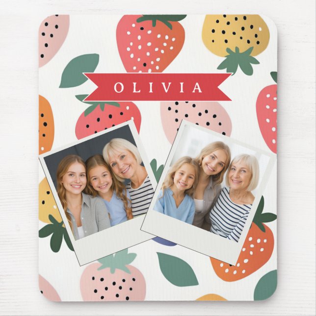 Personalized Summer Colorful Strawberry Pattern Mouse Pad (Front)