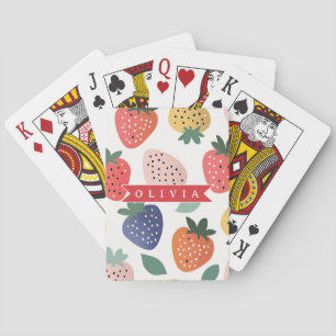 Personalized Summer Colorful Strawberry Pattern Poker Cards