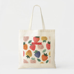 Personalized Summer Colorful Strawberry Pattern Tote Bag