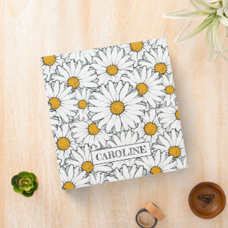 Personalized Summer Daisies Floral Art Pattern 3 Ring Binder