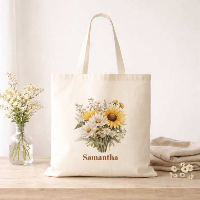Personalized Summer Daisy Floral Tote Bag (Creator Uploaded)