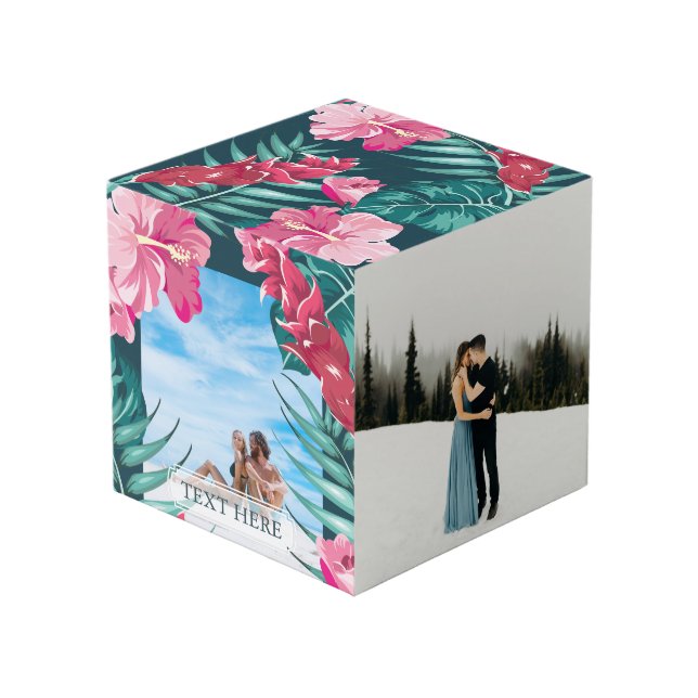 Personalized Summer Exotic Flowers design Cube (Front Angled)
